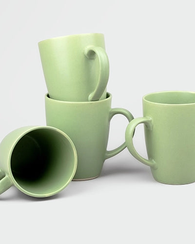 Dusty Green Ceramic Coffee Mugs (Set of 4)