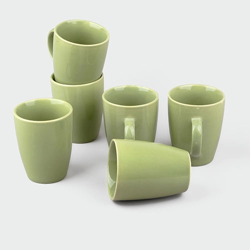 Dusty Green Ceramic Coffee Mugs (Set of 6)