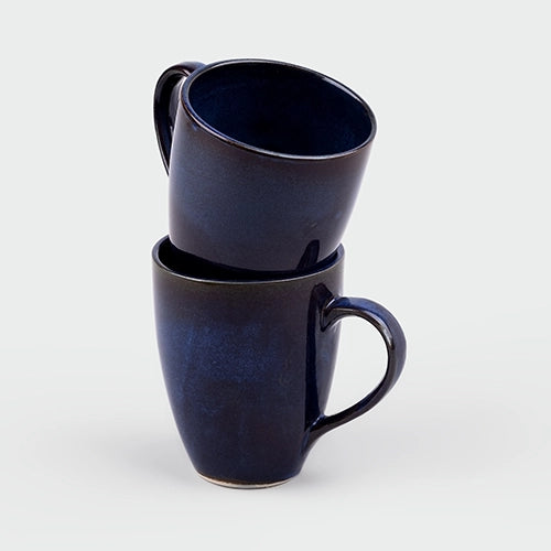Charcoal Blue Ceramic Coffee Mugs (Set of 2)