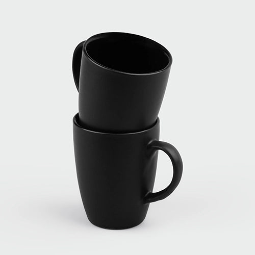 Luxe Black Ceramic Coffee Mugs (Set of 2)