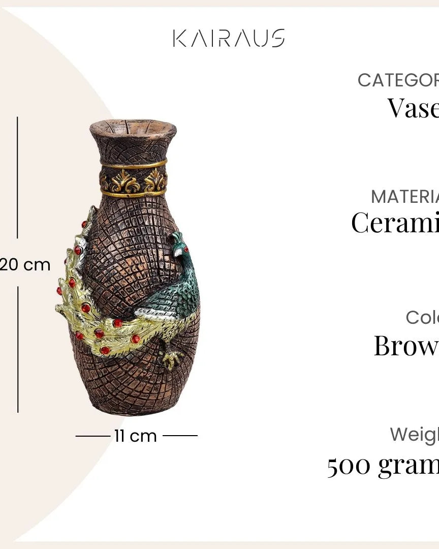 Antique Vase Decorate with Peacock