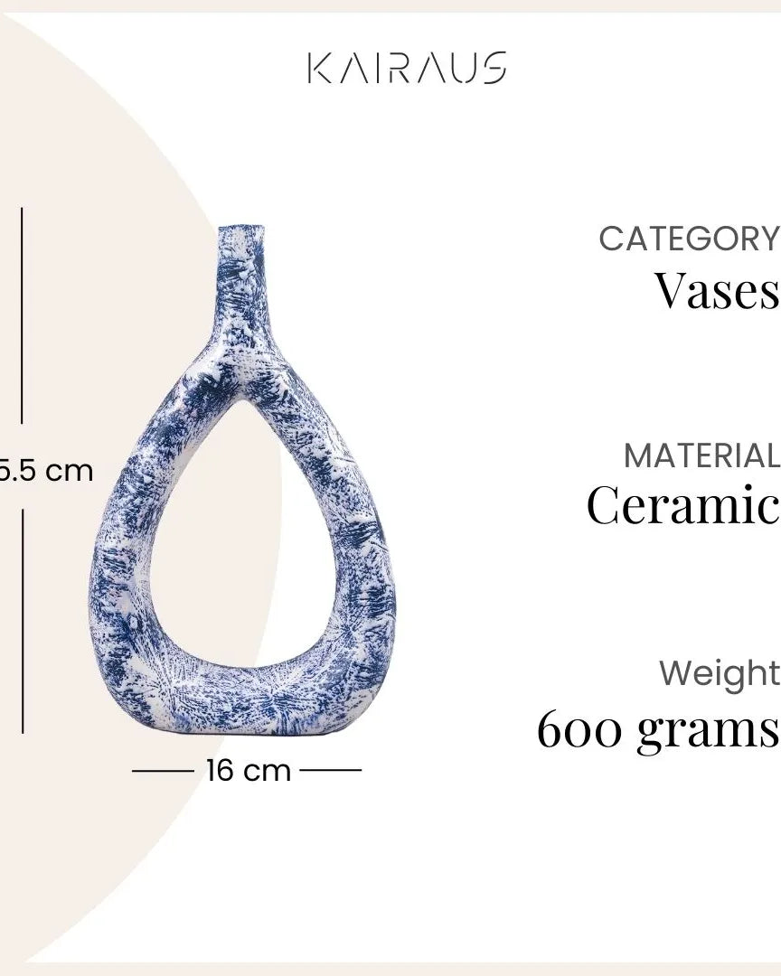 Deep Blue Textured Triangle Vase