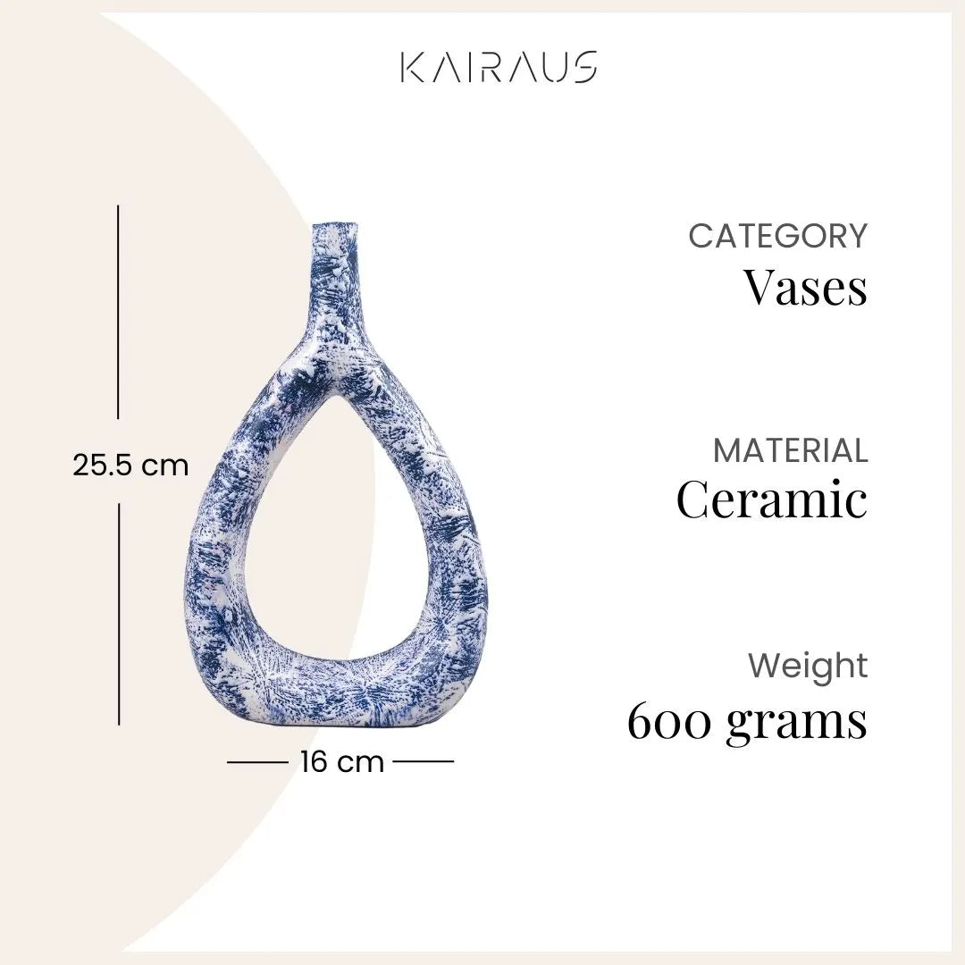 Deep Blue Textured Triangle Vase