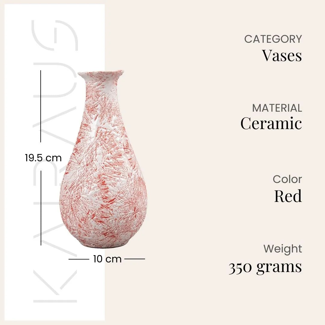 Rustic Red Textured Bottle Vase