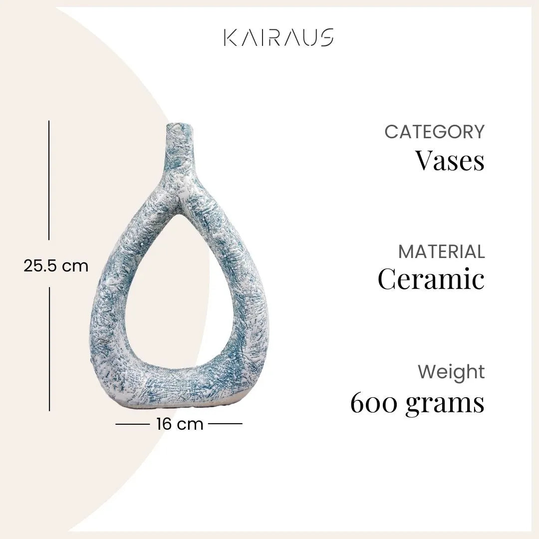 Teal Textured Triangle Vase