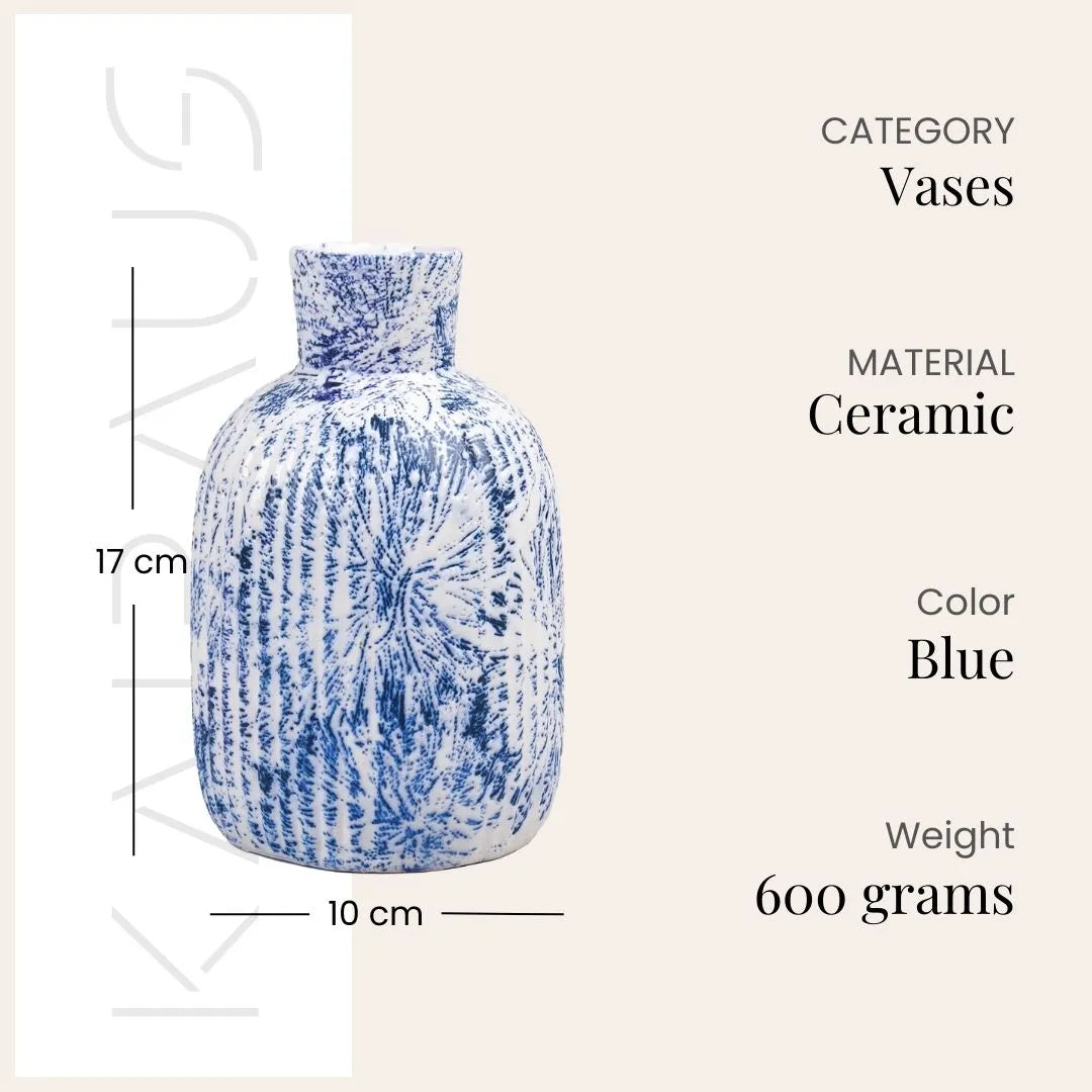 Blue & White Textured Vase