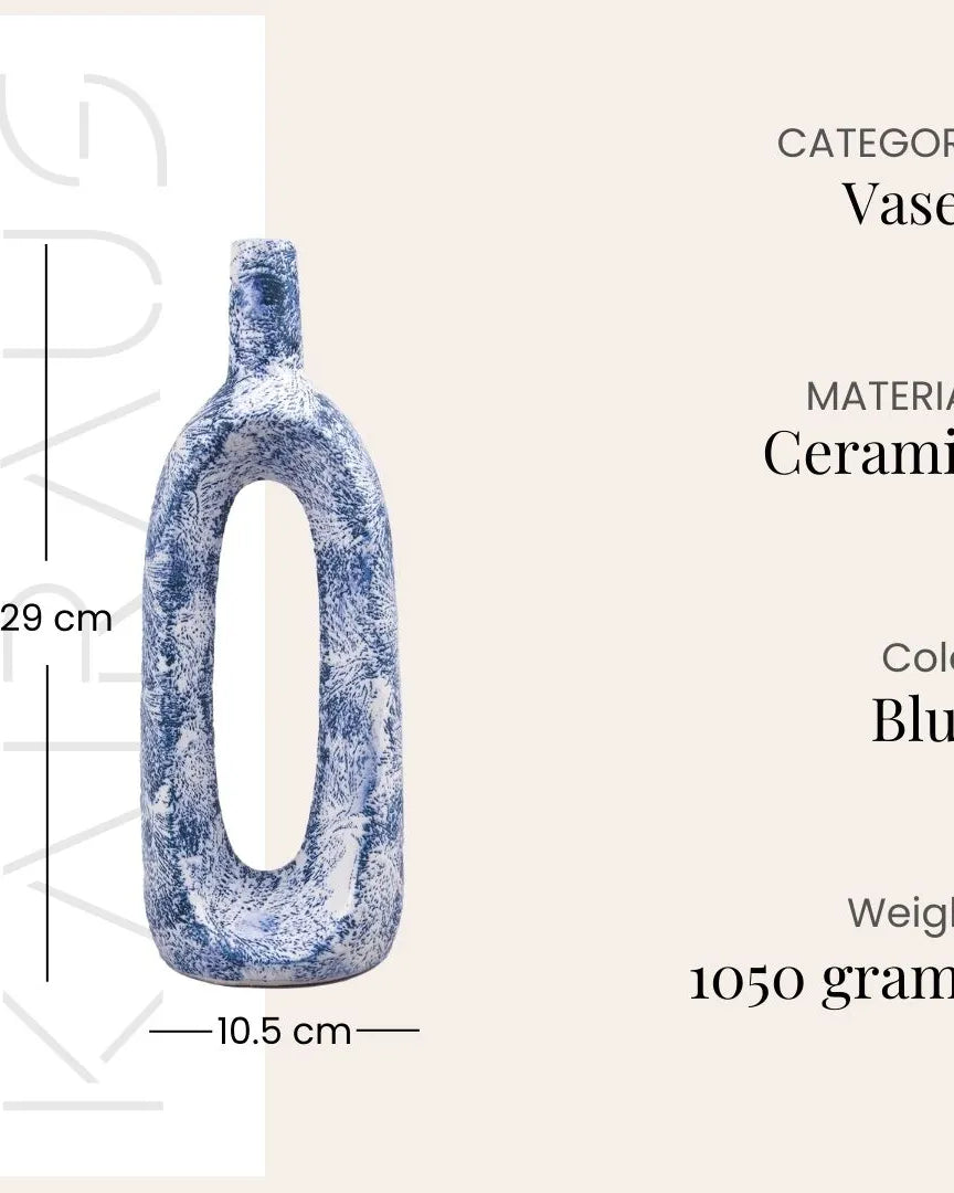 Ceramic Blue Hollow Flower Vase