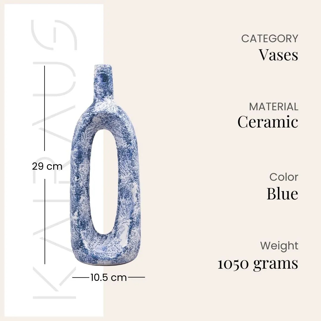 Ceramic Blue Hollow Flower Vase