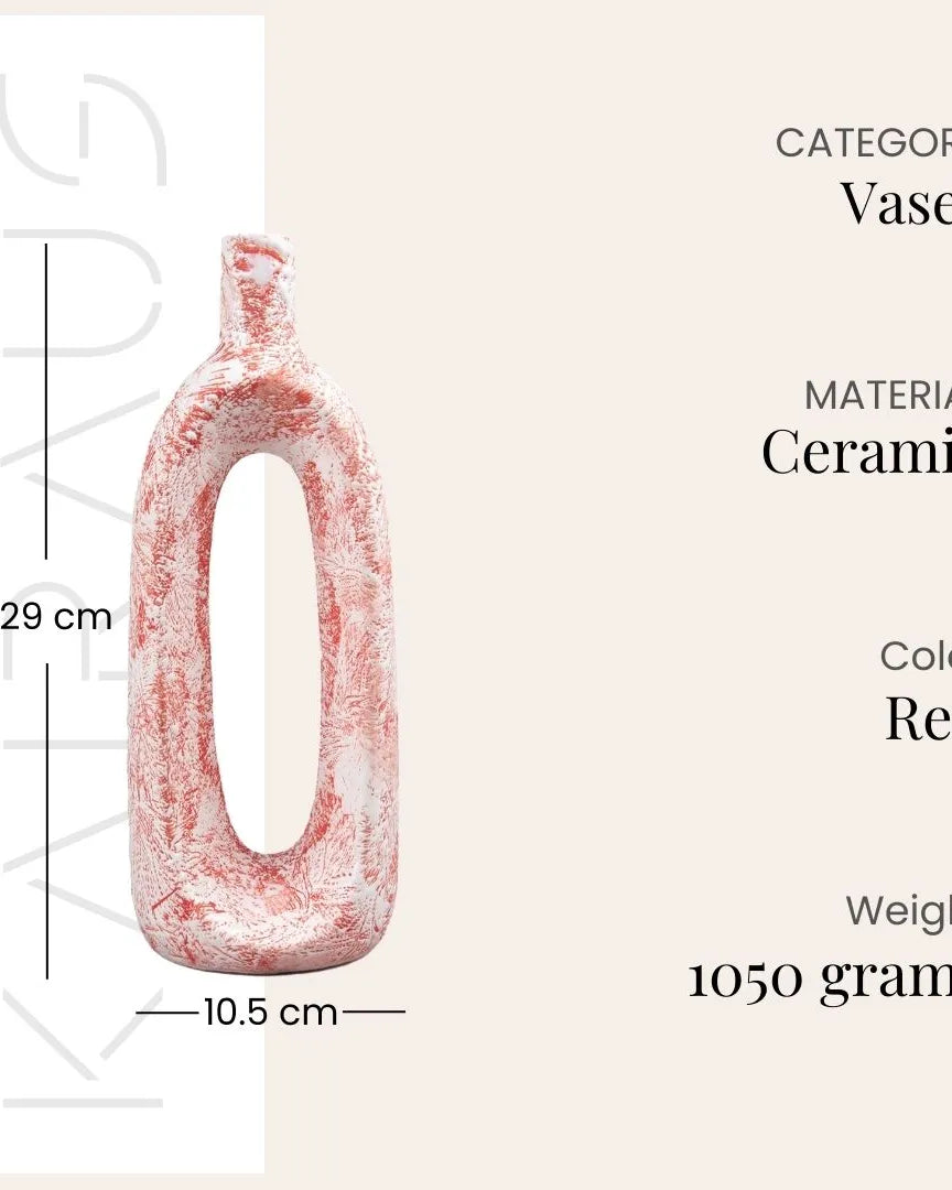 Ceramic Coral Hollow Flower Vase