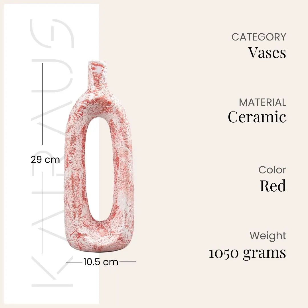 Ceramic Coral Hollow Flower Vase