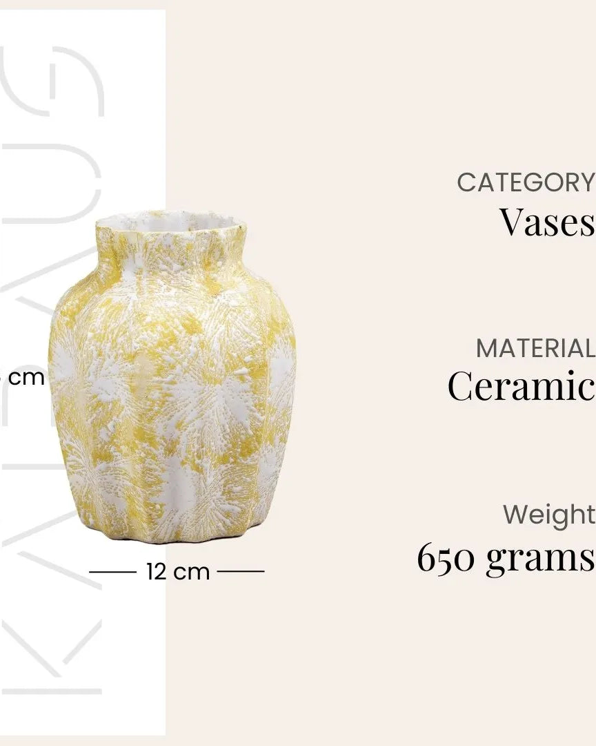 Cream Scalloped Textured Vase