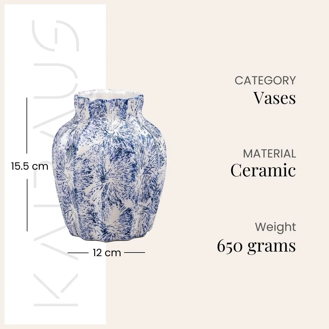 Indigo Scalloped Textured Vase