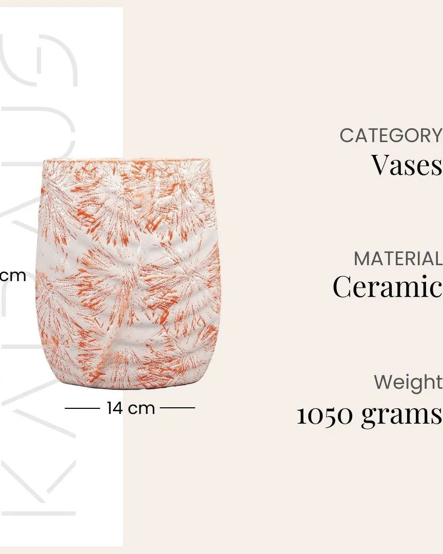 Peach Textured Leaf Imprint Vase