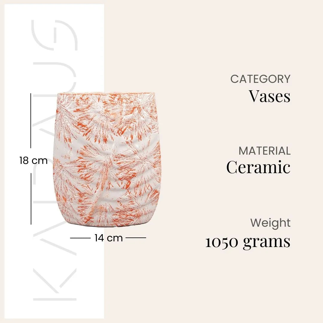 Peach Textured Leaf Imprint Vase
