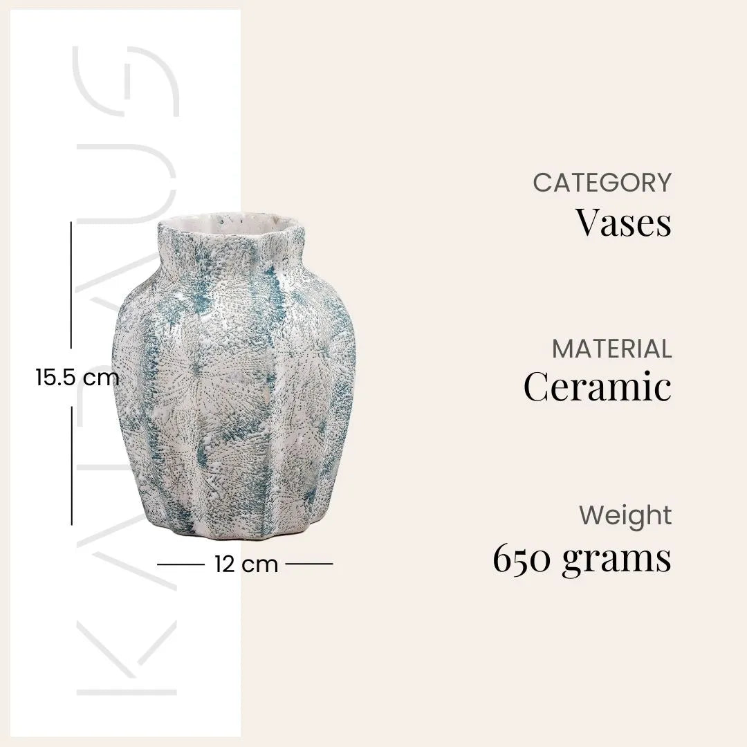 Teal Scalloped Textured Vase