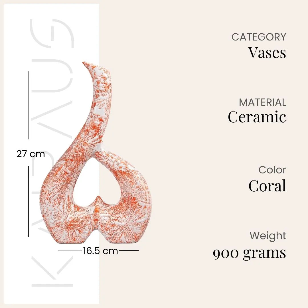 Coral & White Ceramic Vase