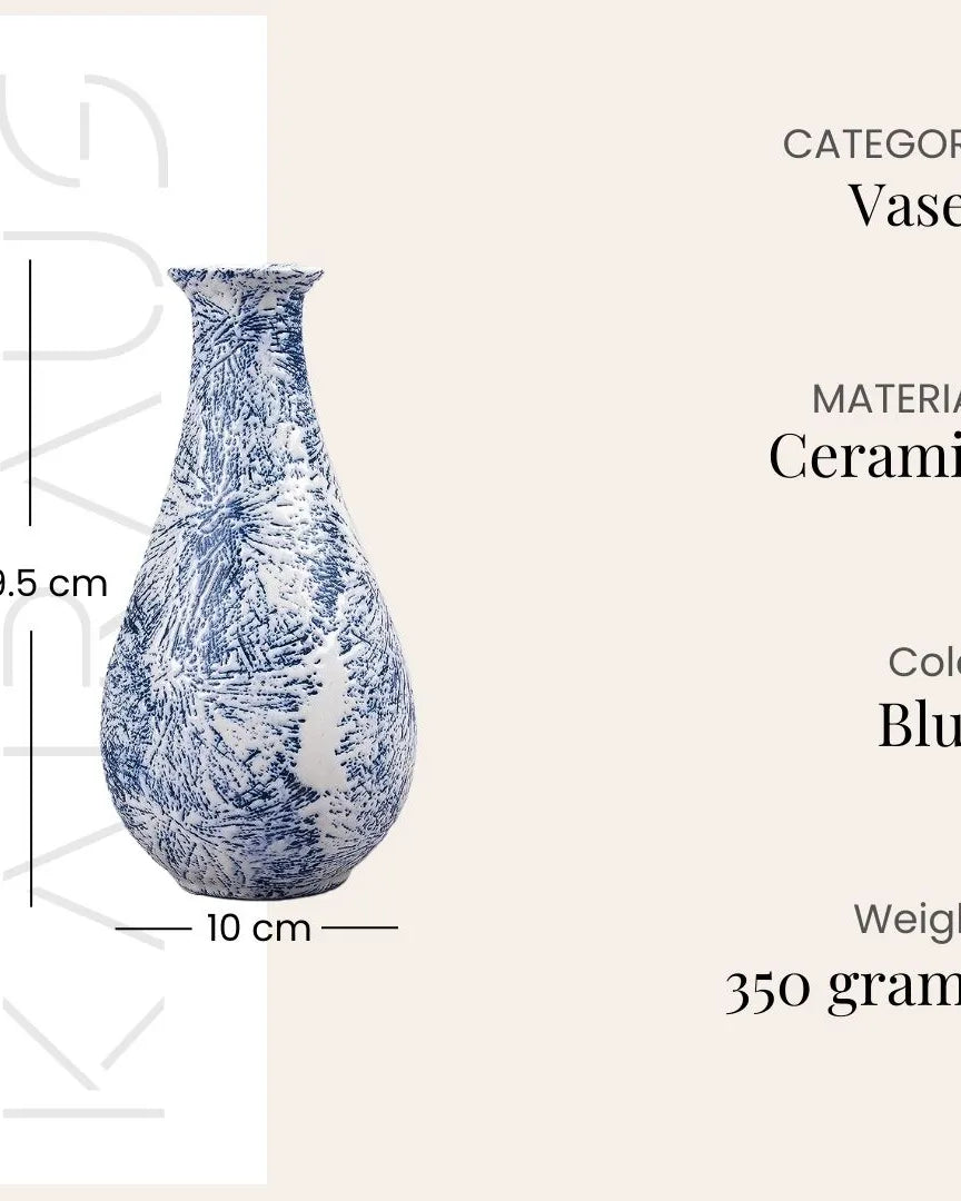 Midnight Blue Textured Bottle Vase