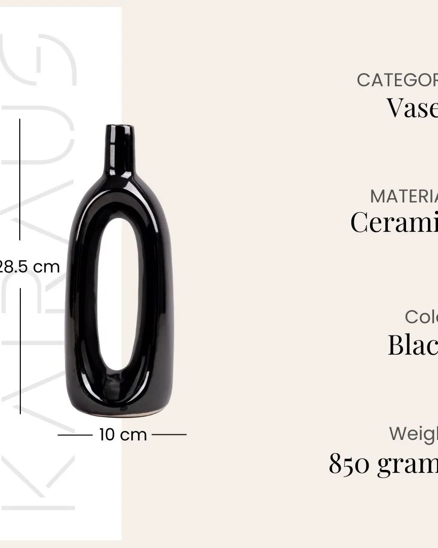 Pitch Black Hollow Vase