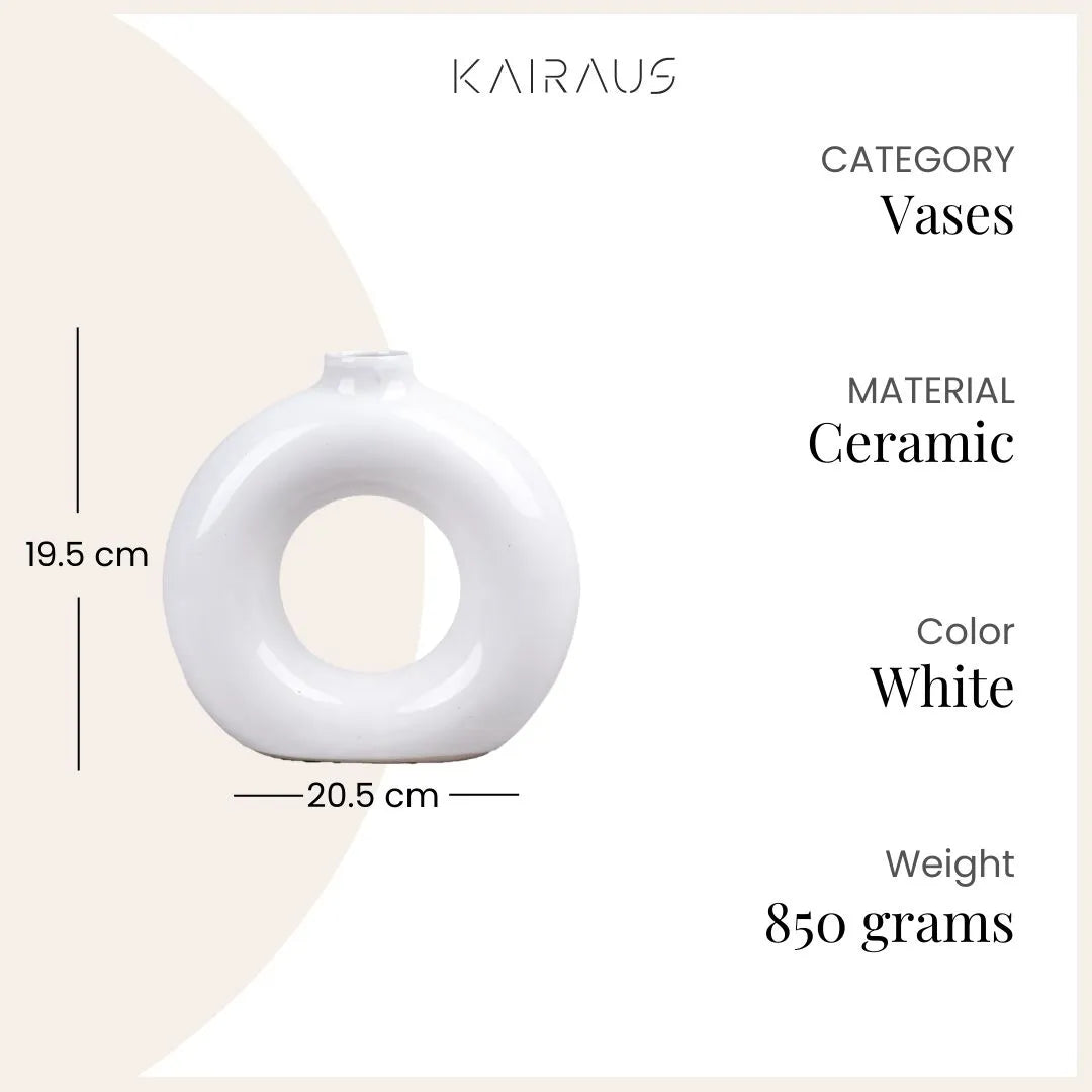 White Donut Ring Vase