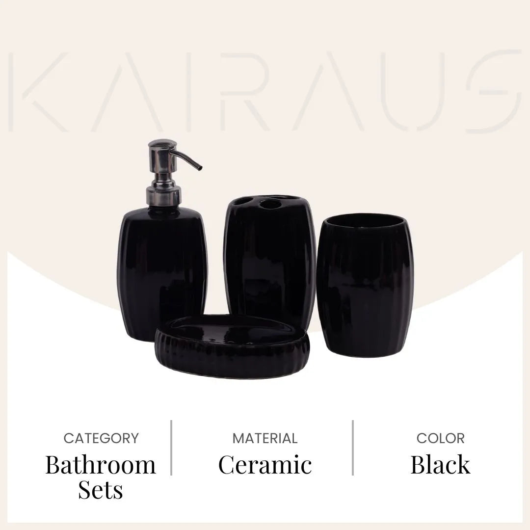 Modern Black Ceramic Bathroom Set