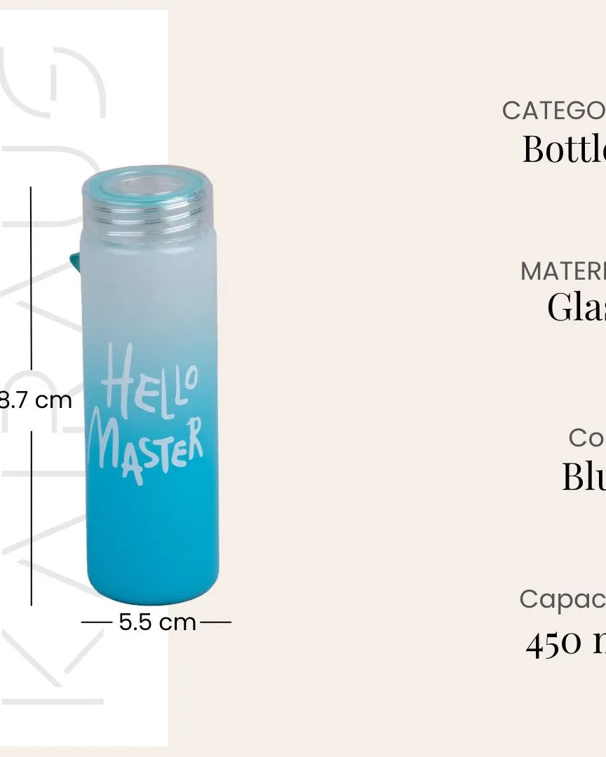 Premium Hello Master Glass Water Blue Bottle