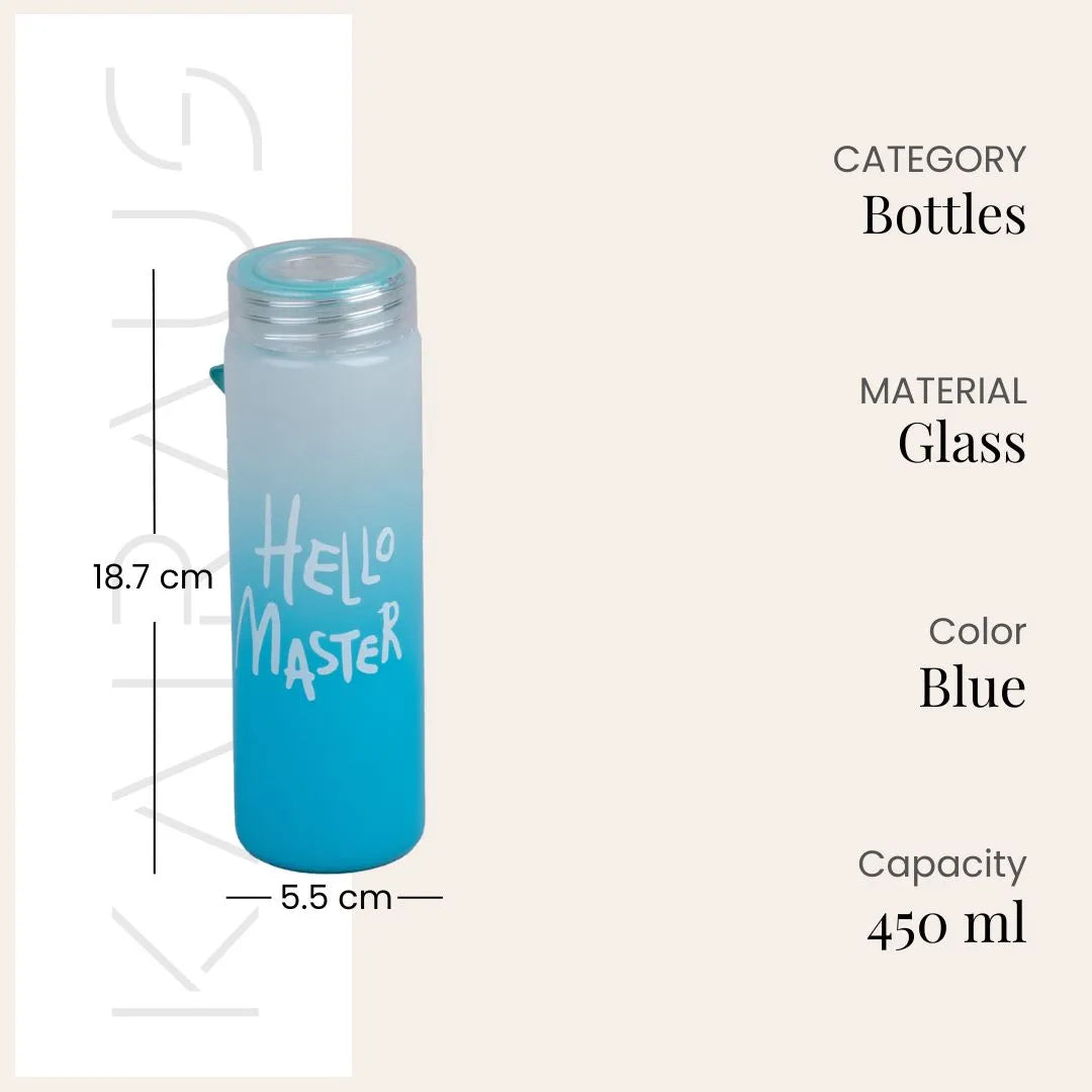 Premium Hello Master Glass Water Blue Bottle