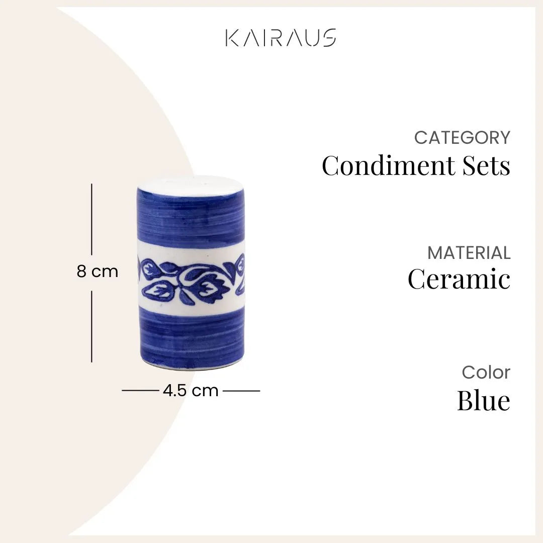 Artistic Blue Italian Ceramic Salt & Pepper Shakers