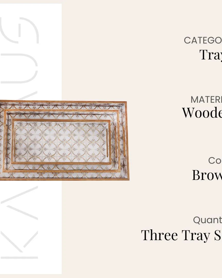 Arabesque Gold & Grey Serving Tray (Set of 3)