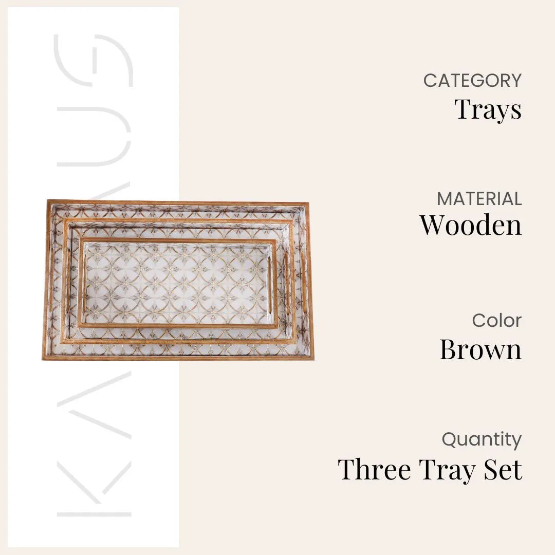 Arabesque Gold & Grey Serving Tray (Set of 3)