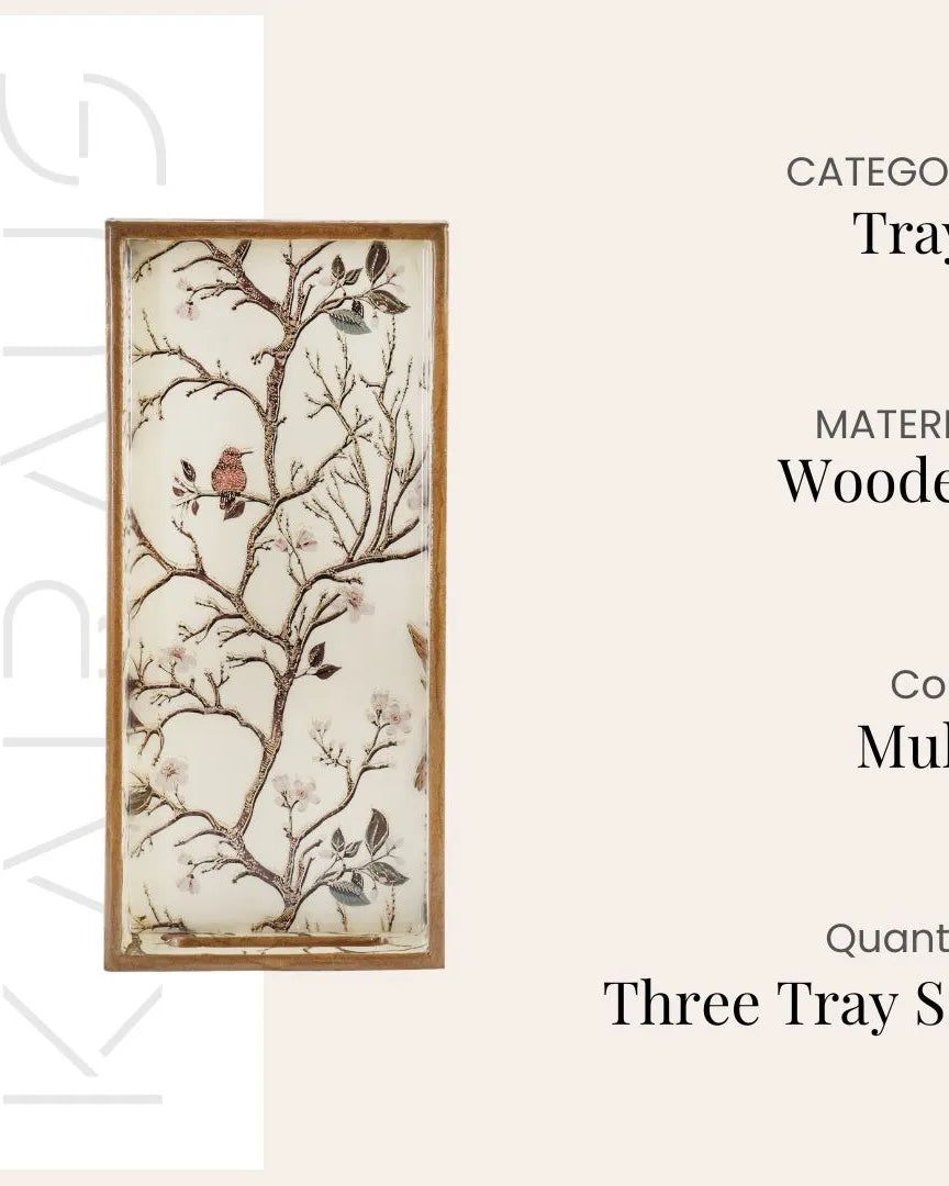 Chinoiserie Nature Cheer Serving Tray (Set of 3)