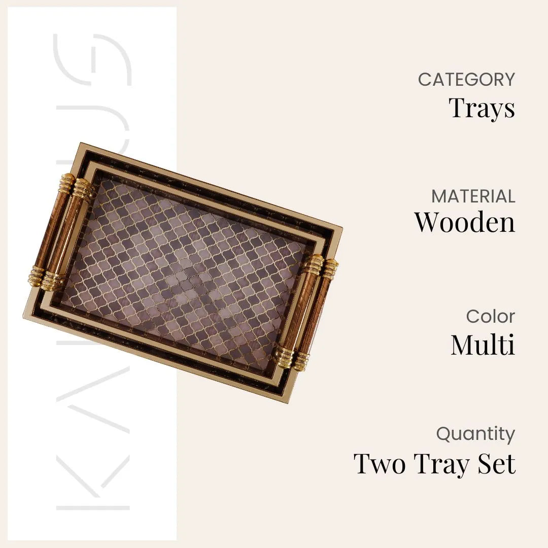 Moroccan Trellis Leather Tray (Set of 2)