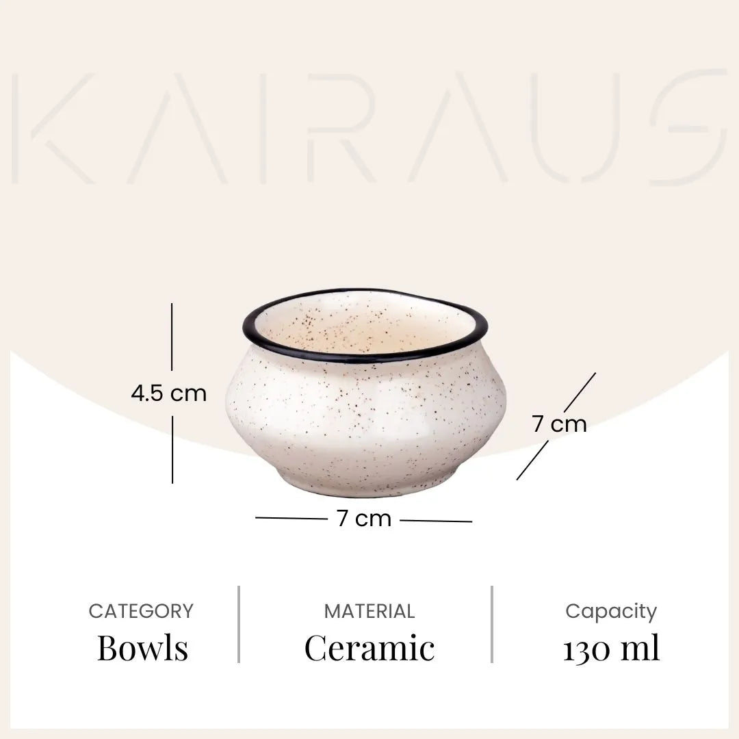 Luxe White and Black Trim Mini Dip Bowl (Set of 2)