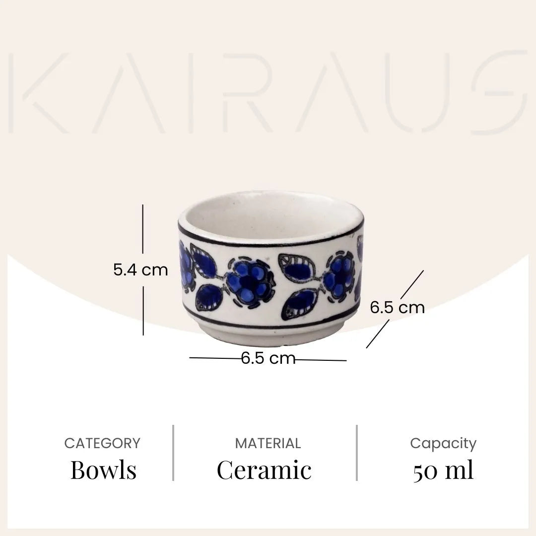 Handpainted Floral Ceramic Chutney Bowl (Set of 2)