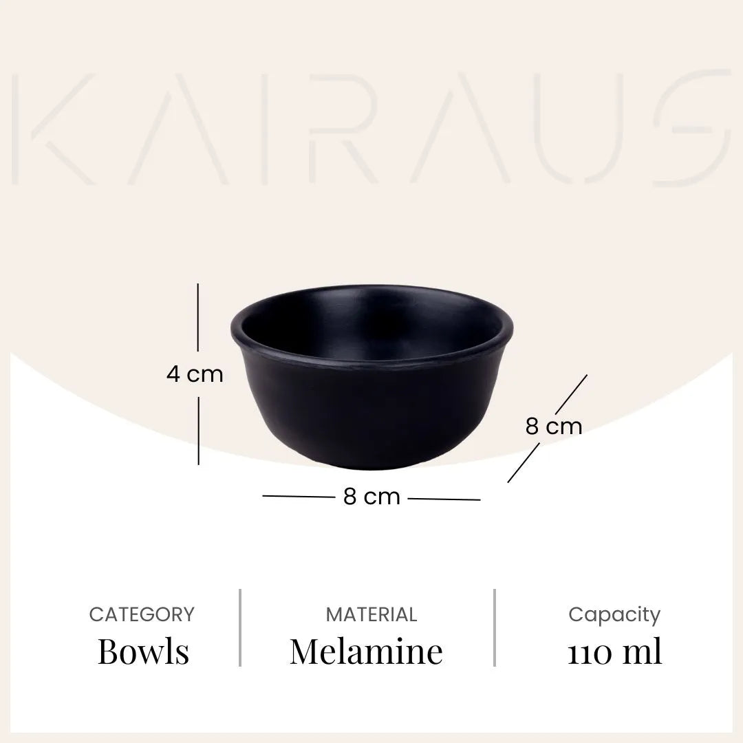 Midnight Black Melamine Bowl (Set of 4)