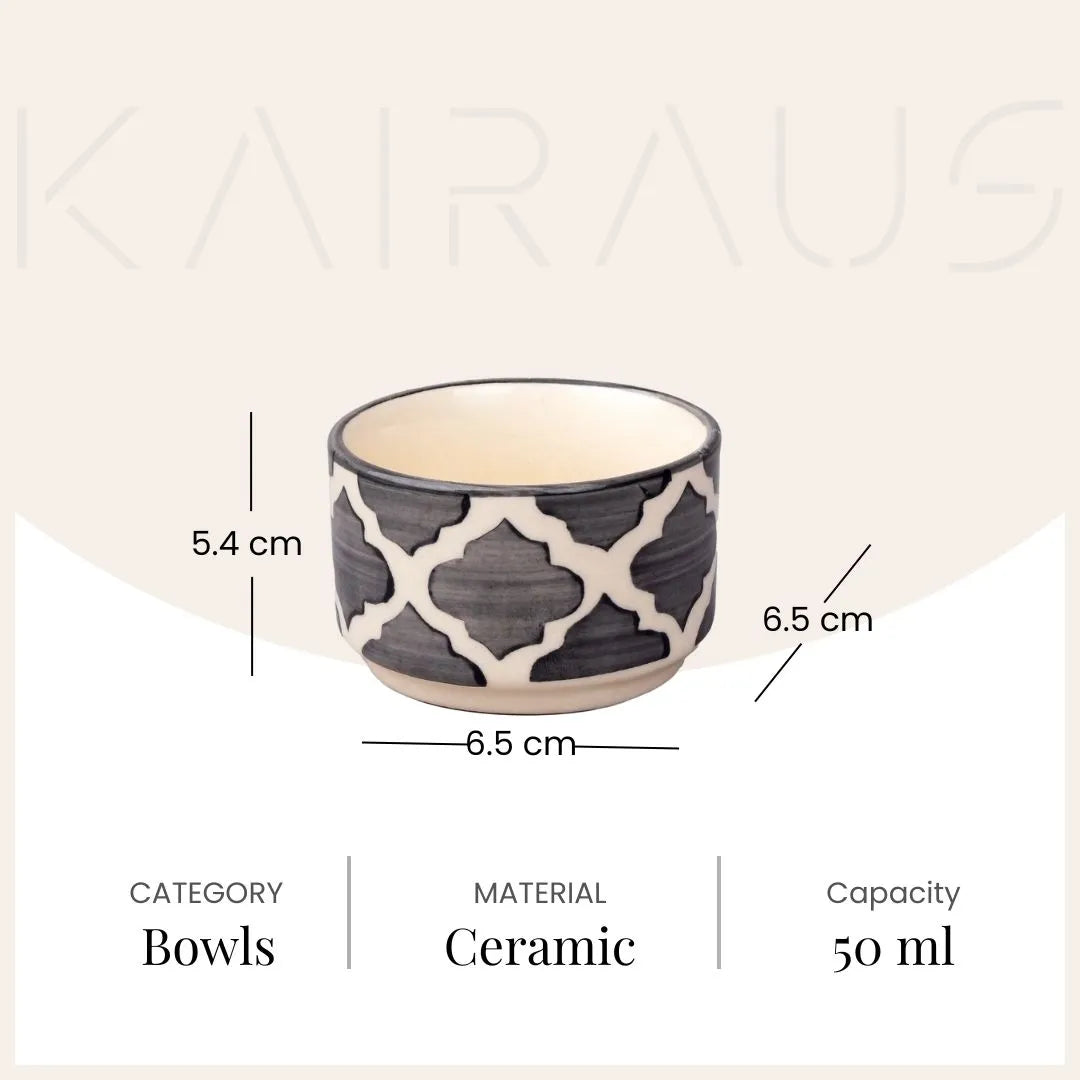 Elegant Grey Ceramic Mini Dip Bowl (Set of 4)