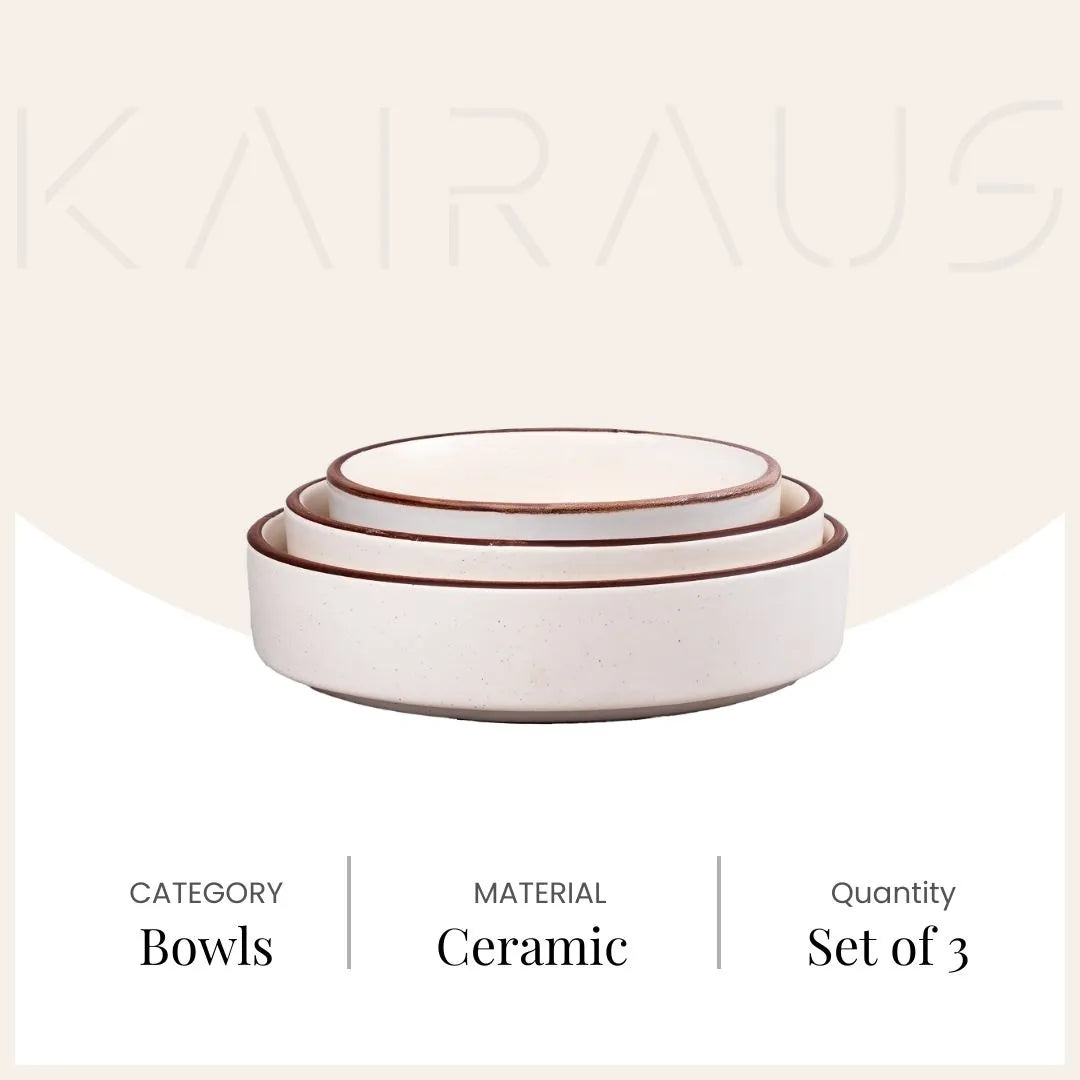 Ivory Minimalist Bowl (Set of 3)
