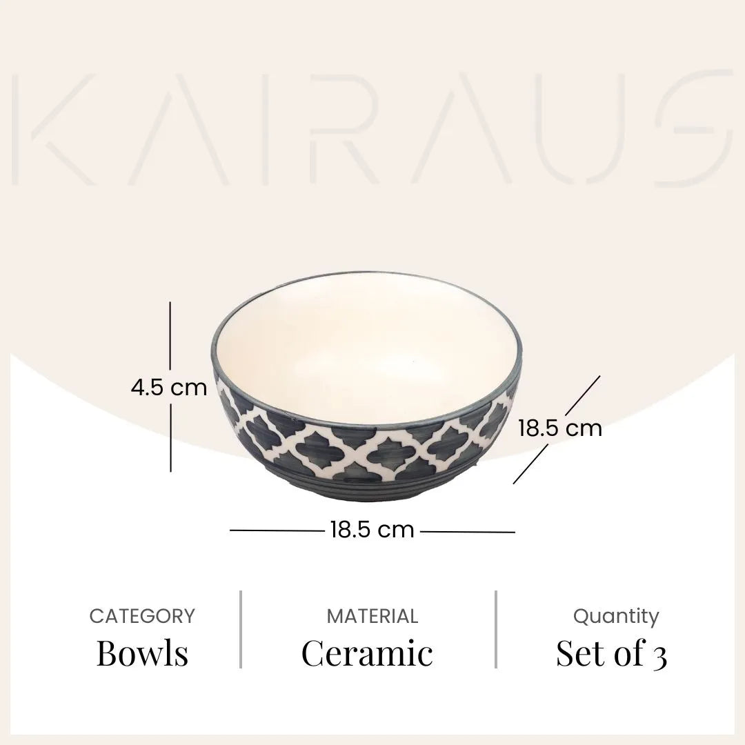 Grey White Moroccan Elegance Bowls (Set of 4)
