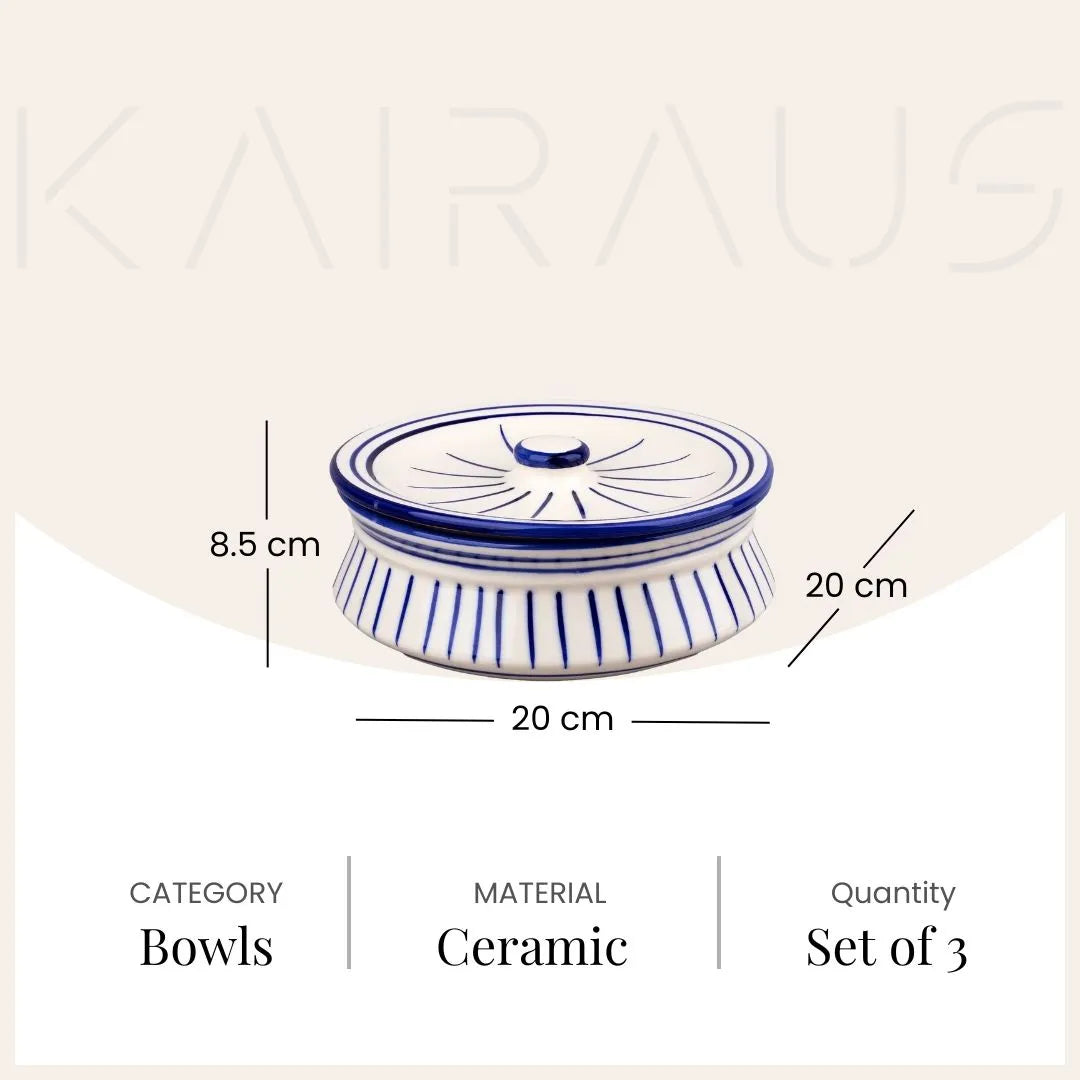 White and Blue Handpainted Handi Trio