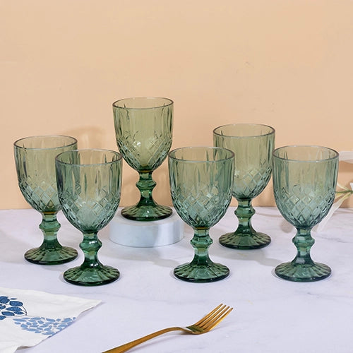 Vintage Diamond Detailing Glass (Set of 6)