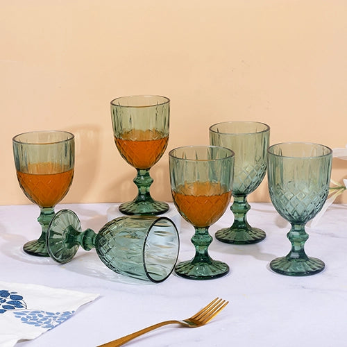 Vintage Diamond Detailing Glass (Set of 6)