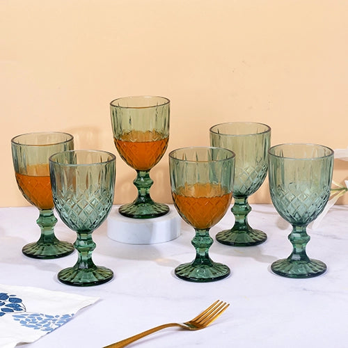 Vintage Diamond Detailing Glass (Set of 6)