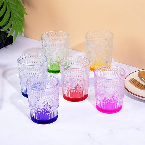 Multicolor Textured Drinking Glasses (Set of 6)