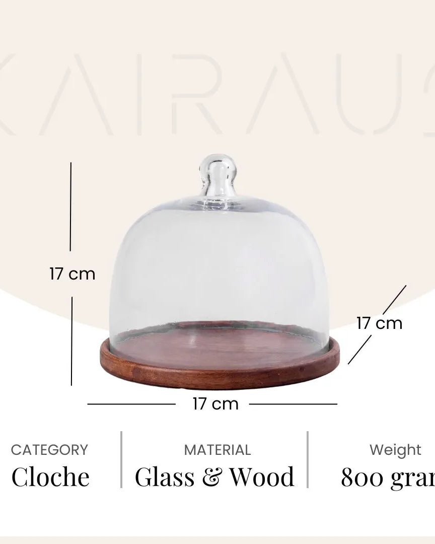 Elegant Cloche with Wooden Tray