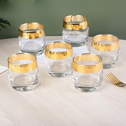 Gold Rimmed Whiskey Glasses (Set of 6)