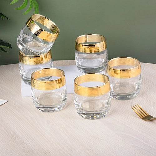 Gold Rimmed Whiskey Glasses (Set of 6)
