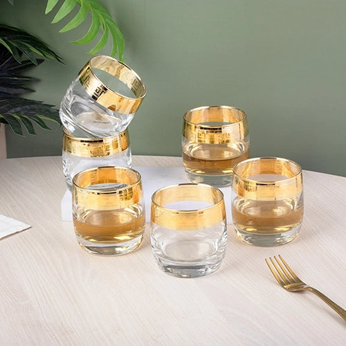 Gold Rimmed Whiskey Glasses (Set of 6)