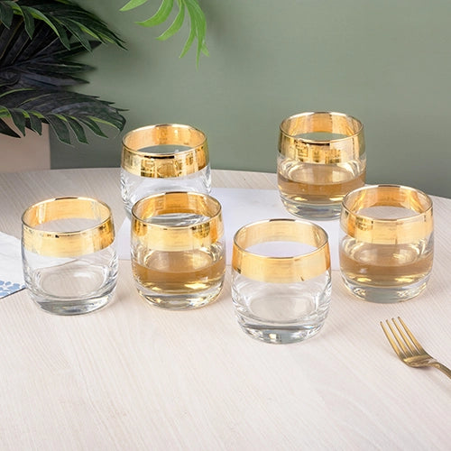 Gold Rimmed Whiskey Glasses (Set of 6)