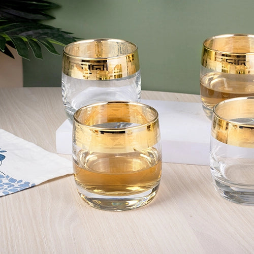 Gold Rimmed Whiskey Glasses (Set of 4)