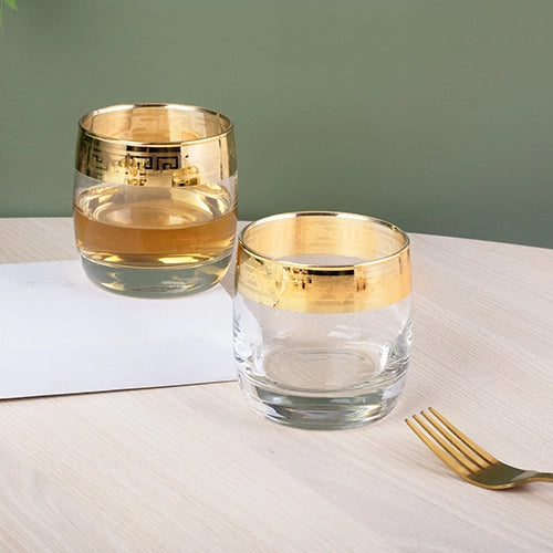 Gold Rimmed Whiskey Glasses (Set of 2)