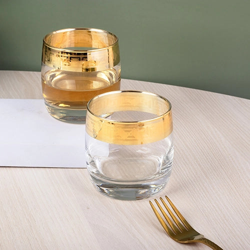 Gold Rimmed Whiskey Glasses (Set of 2)